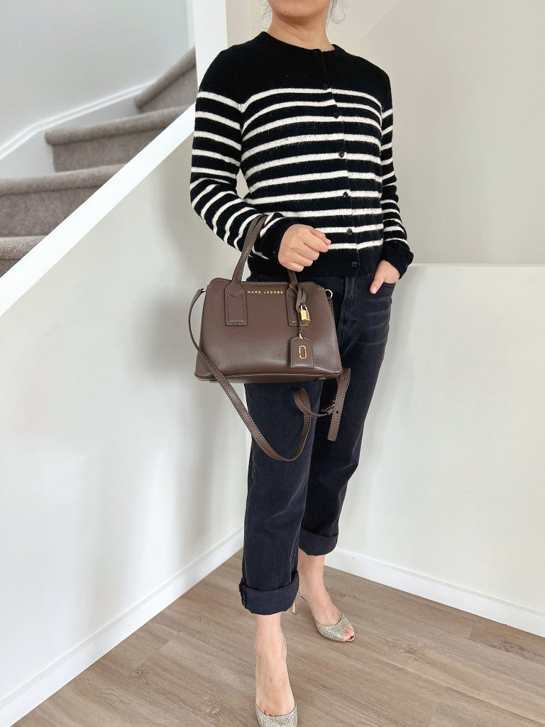 Marc Jacobs Mocha Leather Triple Compartment 2 Way Shoulder Bag Like New