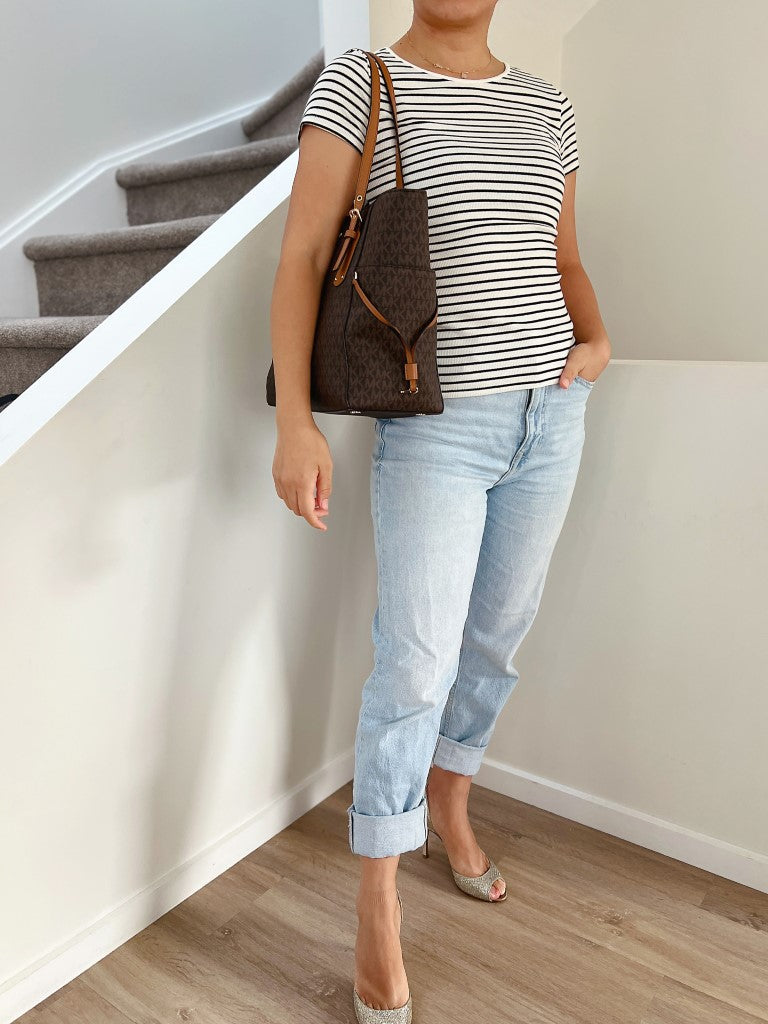 Michael Kors Caramel Leather Triple Compartment Career Shoulder Bag Like New