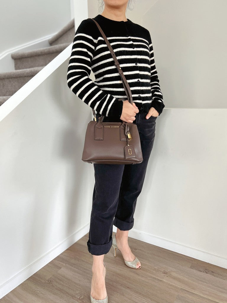 Marc Jacobs Mocha Leather Triple Compartment 2 Way Shoulder Bag Like New