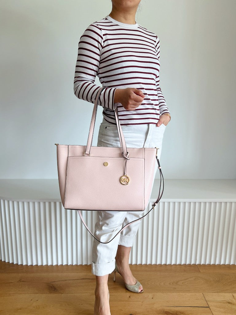 Michael Kors Pink Leather Monogram 2 Way Shoulder Bag 3 in 1 Like New