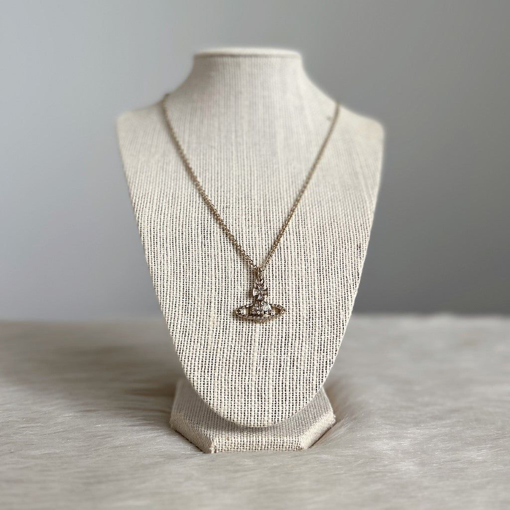 Vivienne Westwood Signature Swarovski Crystals Pendant Necklace Excellent