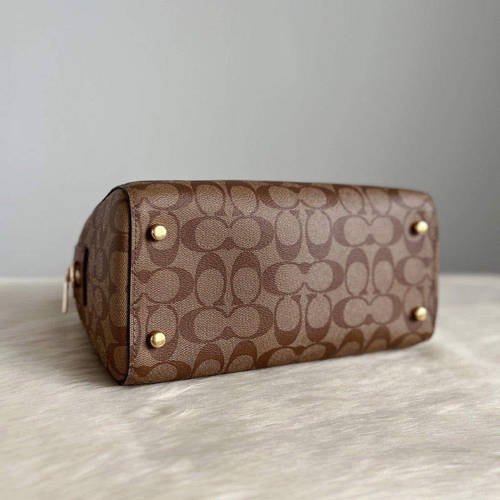 Coach Caramel Leather Monogram Boston 2 Way Shoulder Bag Like New