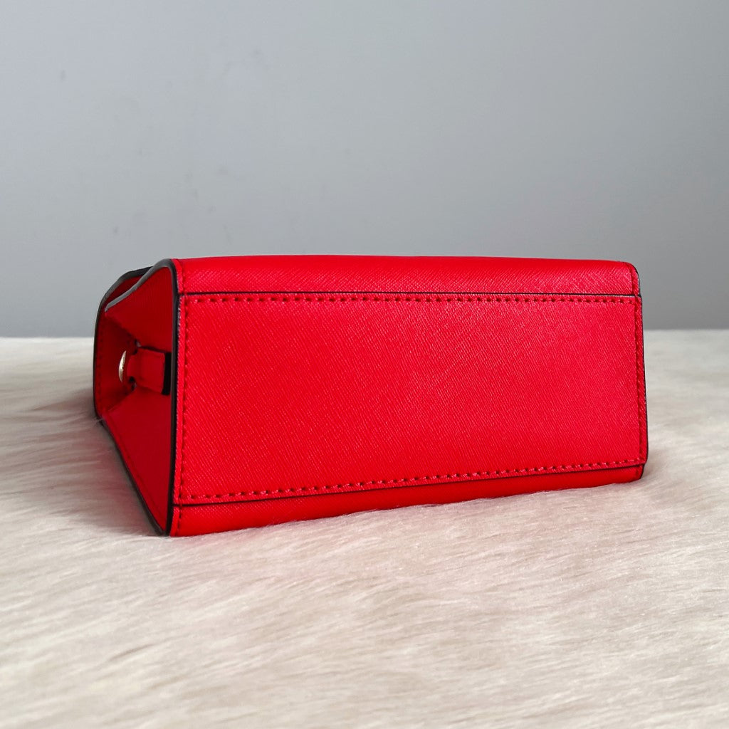 Kate Spade Red Leather Front Logo Small 2 Way Shoulder Bag Like New