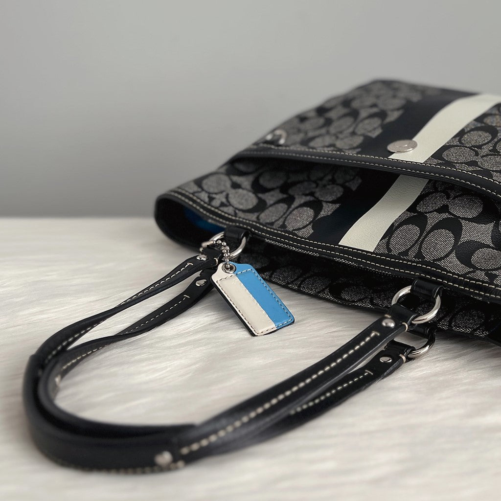 Coach Black Leather Monogram Colour Block Detail Shoulder Bag Excellent