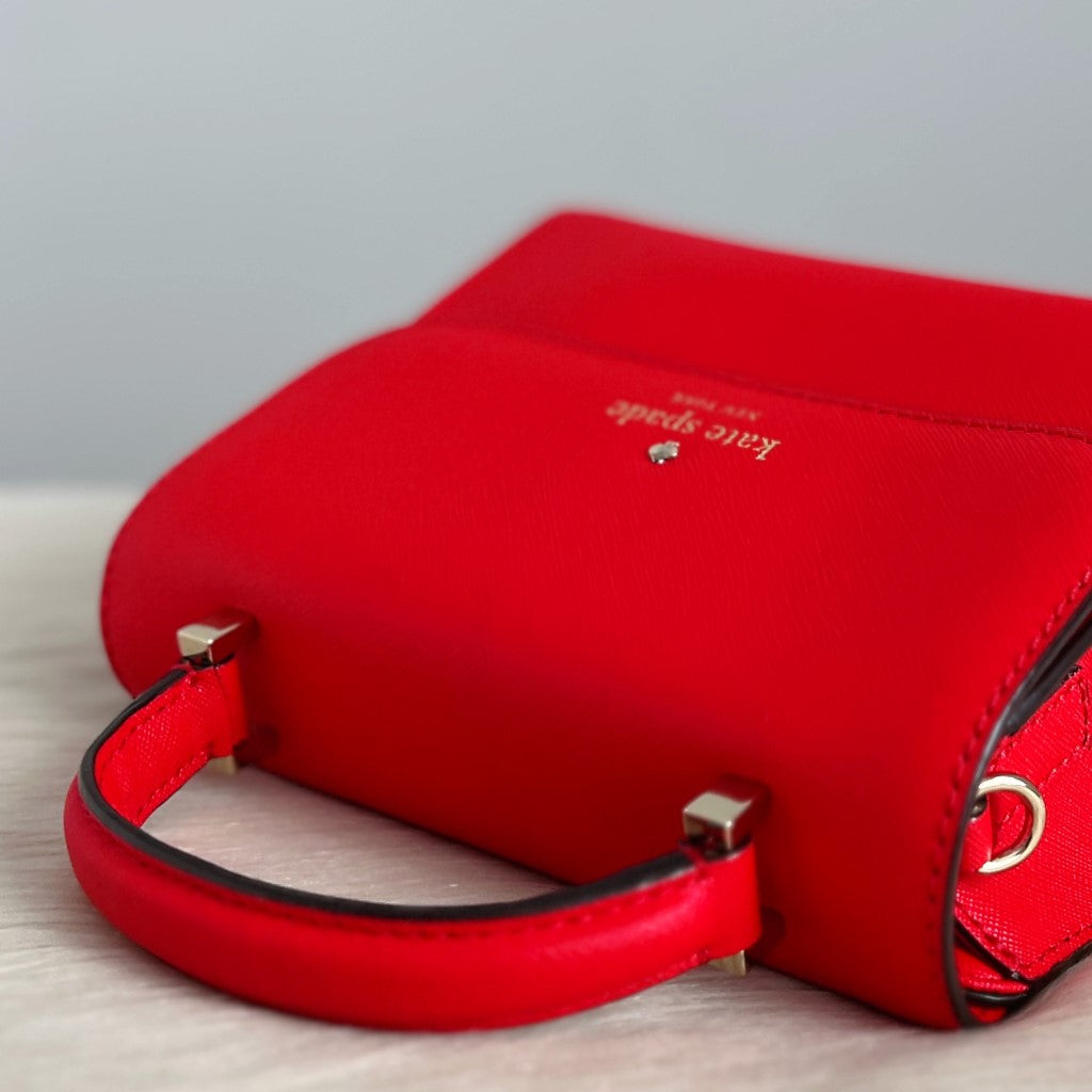 Kate Spade Red Leather Front Logo Small 2 Way Shoulder Bag Like New