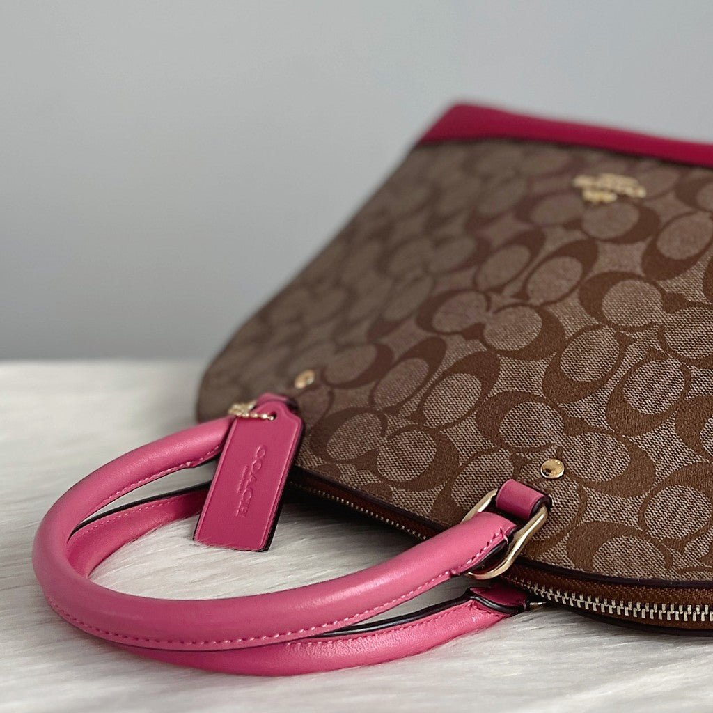 Coach Two Tone Leather Monogram Alma 2 Way Shoulder Bag Like New