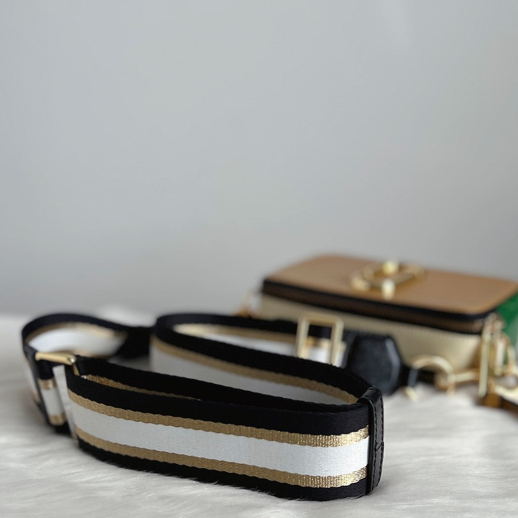 Marc Jacobs Tri-Tone Leather Camera Crossbody Shoulder Bag Excellent