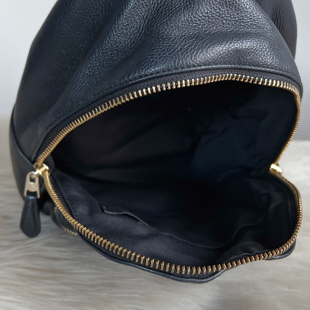 Coach Black Pebbled Leather Double Compartment Small Backpack Excellent