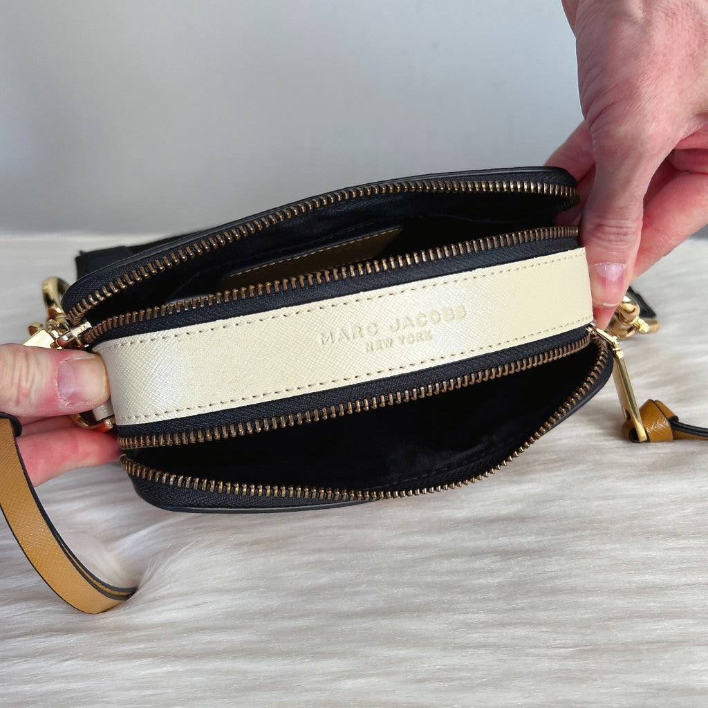 Marc Jacobs Tri-Tone Leather Camera Crossbody Shoulder Bag Excellent