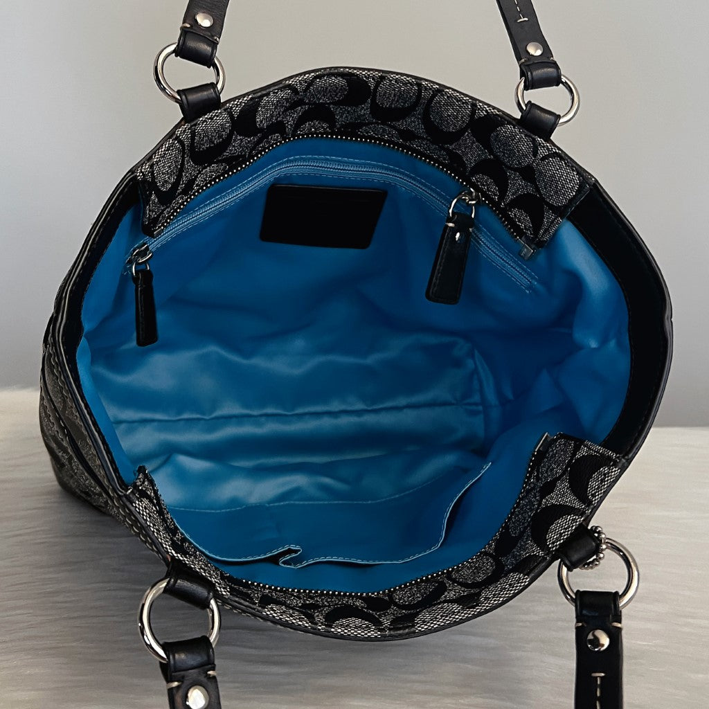 Coach Black Leather Monogram Colour Block Detail Shoulder Bag Excellent