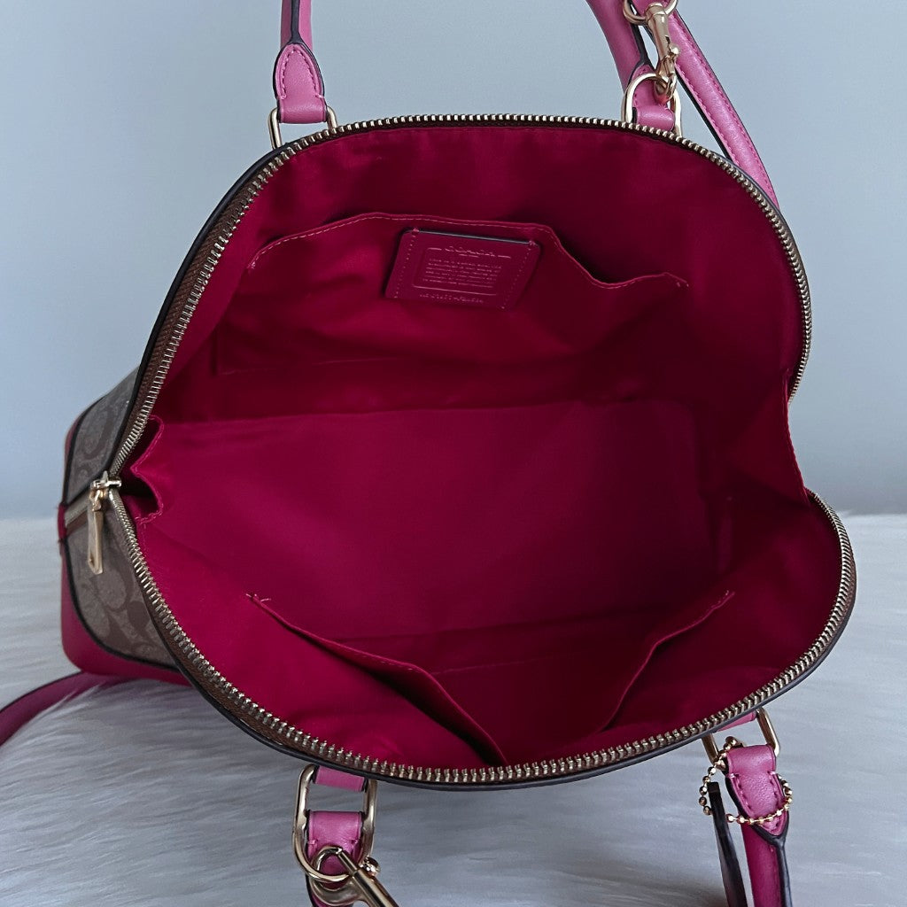 Coach Two Tone Leather Monogram Alma 2 Way Shoulder Bag Like New