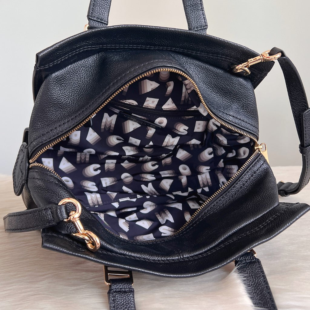 Marc Jacobs Black Leather Front Detail 2 Way Shoulder Bag Excellent