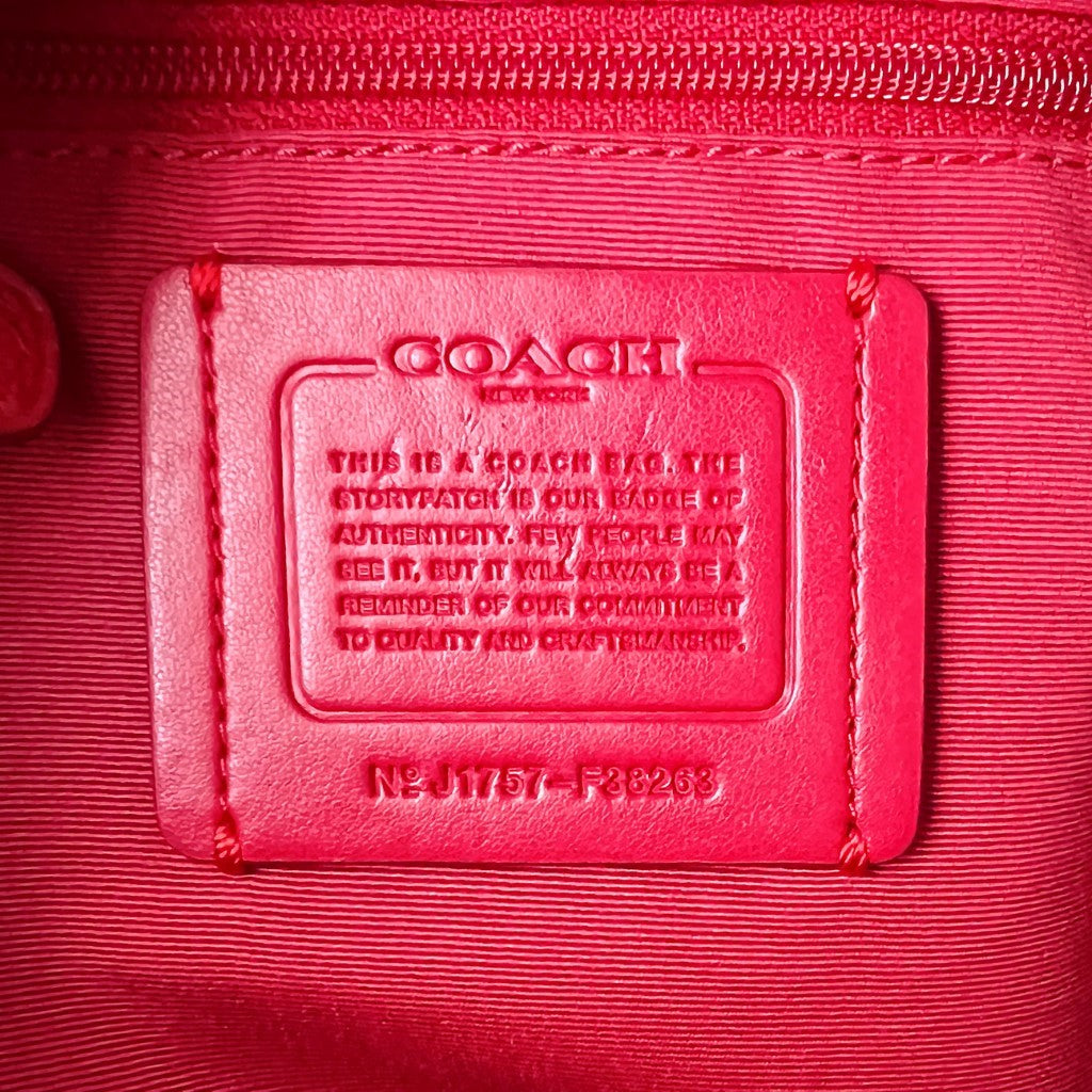 Coach Red Leather Front Zip Compartment Pocket Small Backpack Excellent