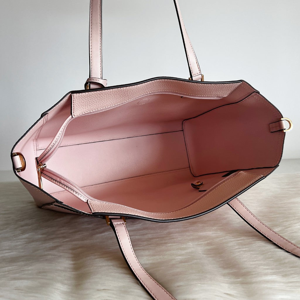 Michael Kors Pink Leather Monogram 2 Way Shoulder Bag 3 in 1 Like New