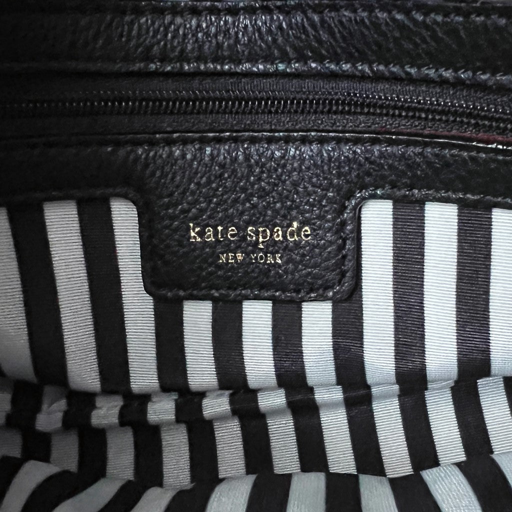 Kate Spade Black Leather Flap Front Logo Crossbody Shoulder Bag Like New