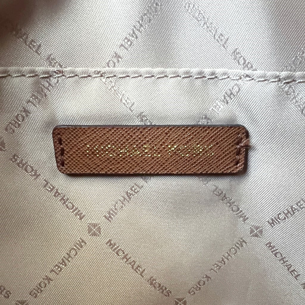Michael Kors Caramel Leather Monogram MK Charm Shoulder Bag Like New