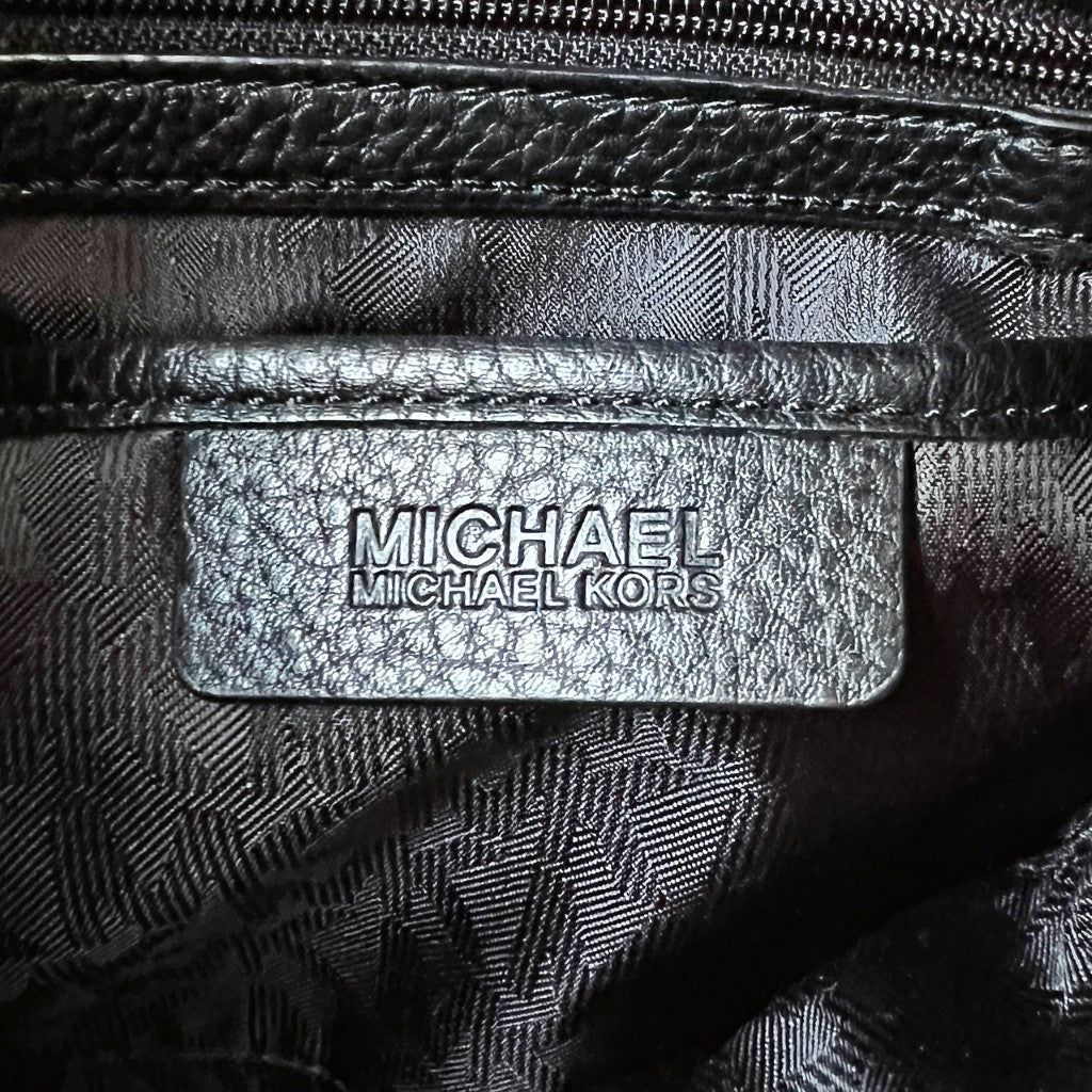 Michael Kors Black Leather Chain Charm Detail Slouchy Shoulder Bag Excellent