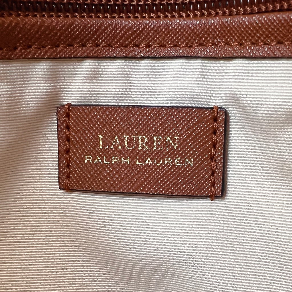 Ralph Lauren Caramel Leather Triple Compartment 2 Way Shoulder Bag Excellent