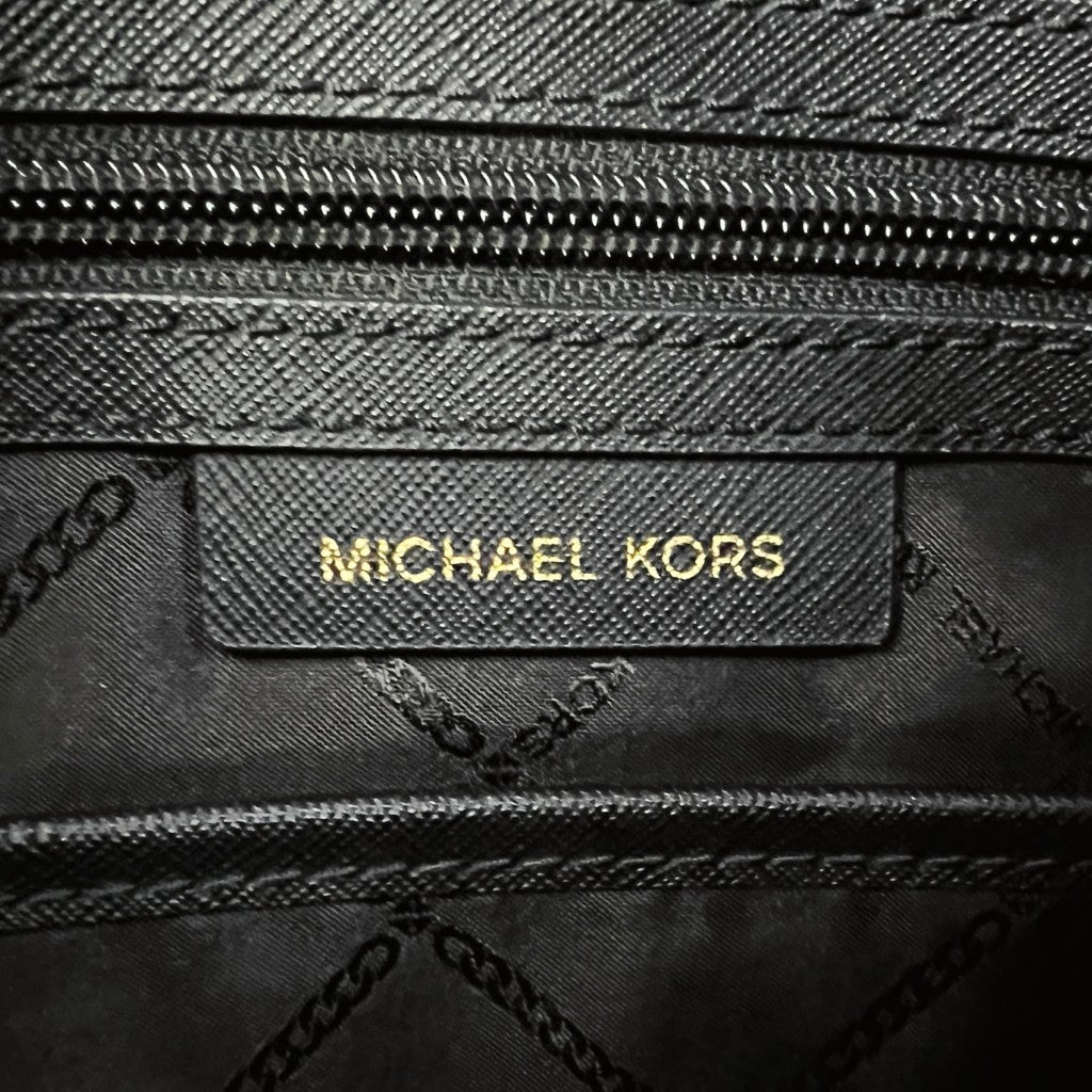 Michael Kors Black Leather Front Logo Bucket Crossbody Shoulder Bag Like New