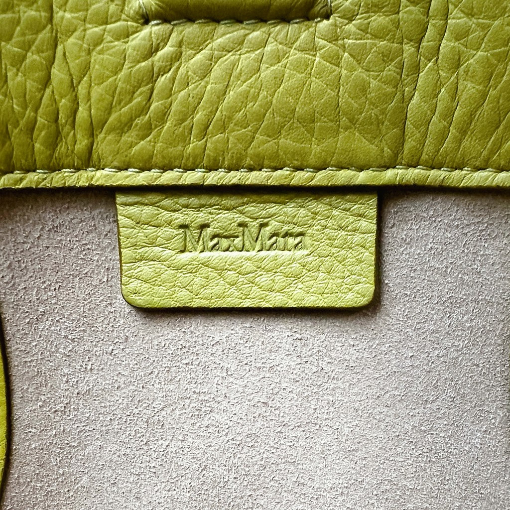 Max Mara Lime Leather Career Shoulder Bag + Pouch Excellent