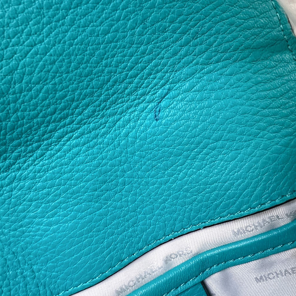 Michael Kors Teal Leather Chain Detail Crossbody Shoulder Bag