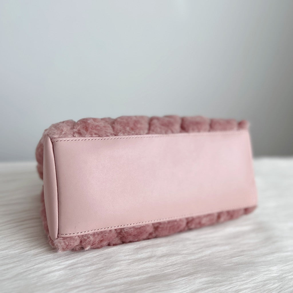 Kate Spade Pink Fur Quilted Small 2 Way Shoulder Bag Like New