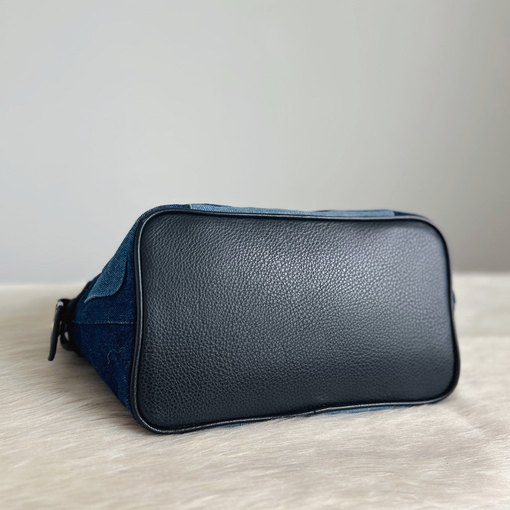 See by Chloe Black Leather Denim Patchwork 2 Way Shoulder Bag Excellent