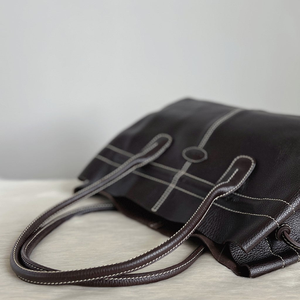 Tod's Chocolate Leather Iconic Princess Diana D Tote Bag Excellent