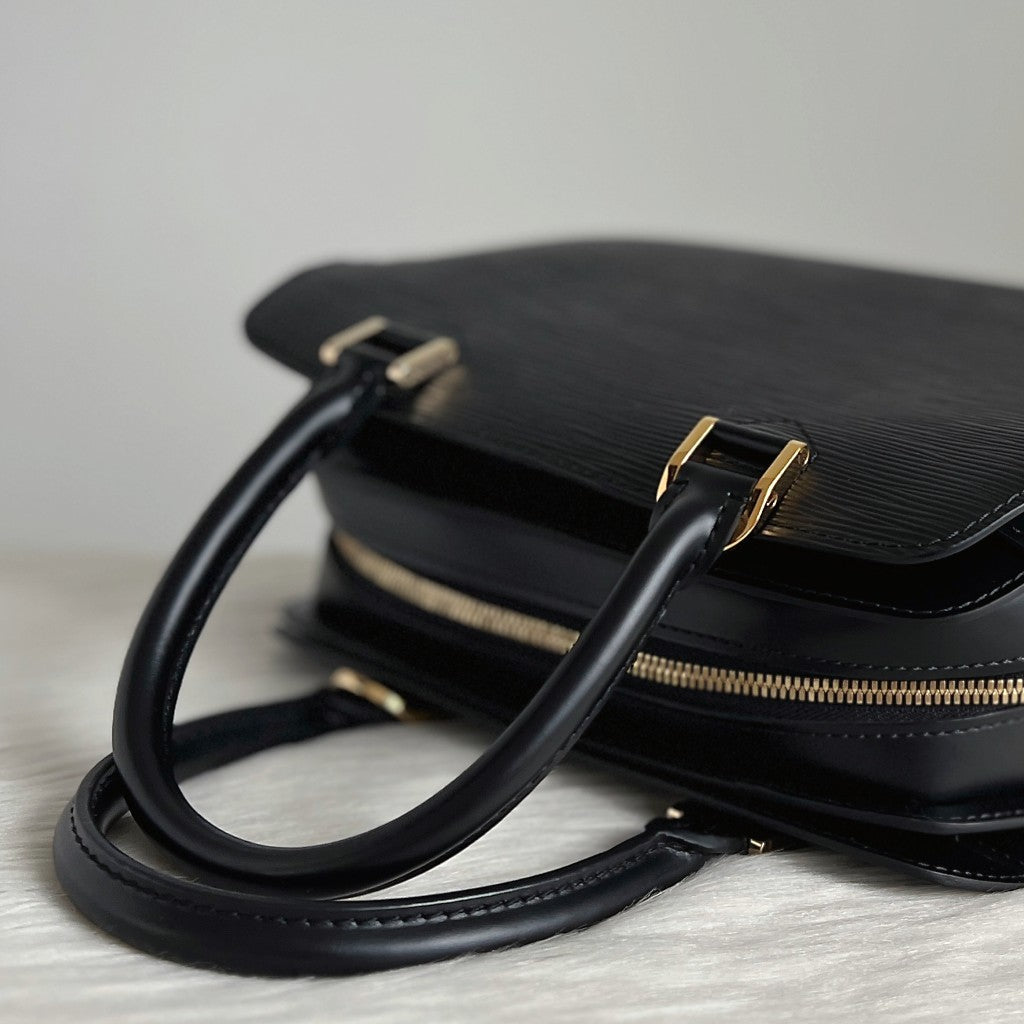 Louis Vuitton Black Epi Leather Pont Neuf Triple Compartment Tote Bag Excellent