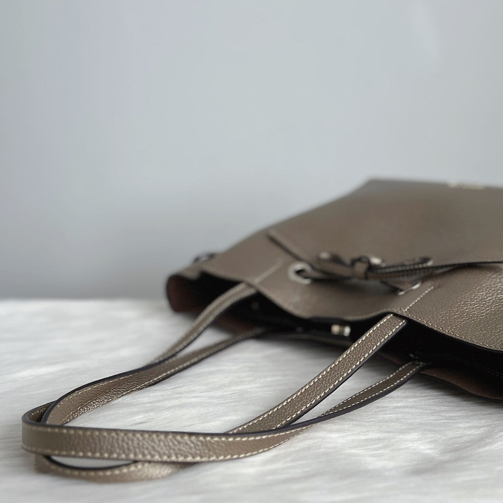 Furla Bronze Leather Bow Tie Carryall Shoulder Bag Like New