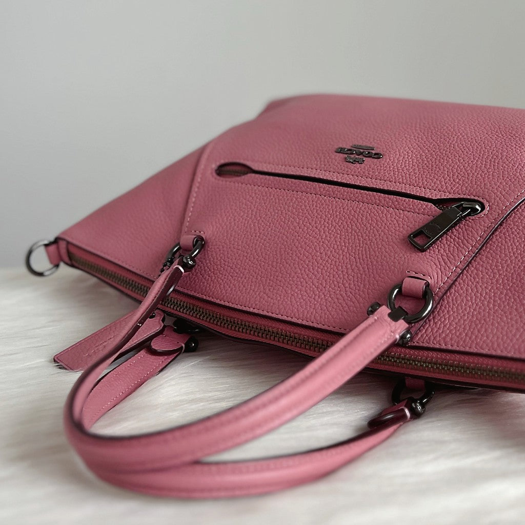 Coach Pink Leather Front Detail 2 Way Shoulder Bag Like New