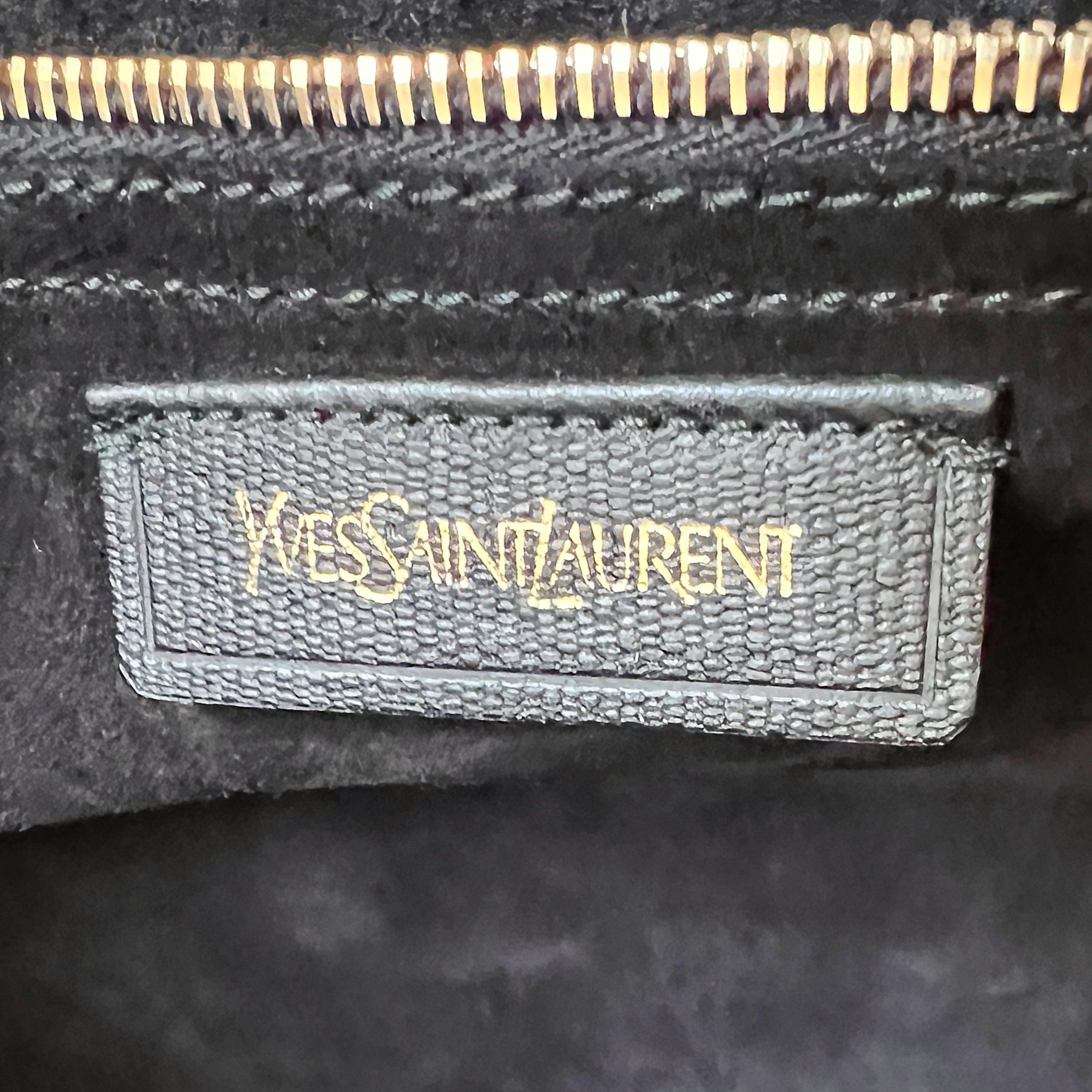 Yves Saint Laurent YSL Black Leather Suede Studded Muse Two Tote Excellent