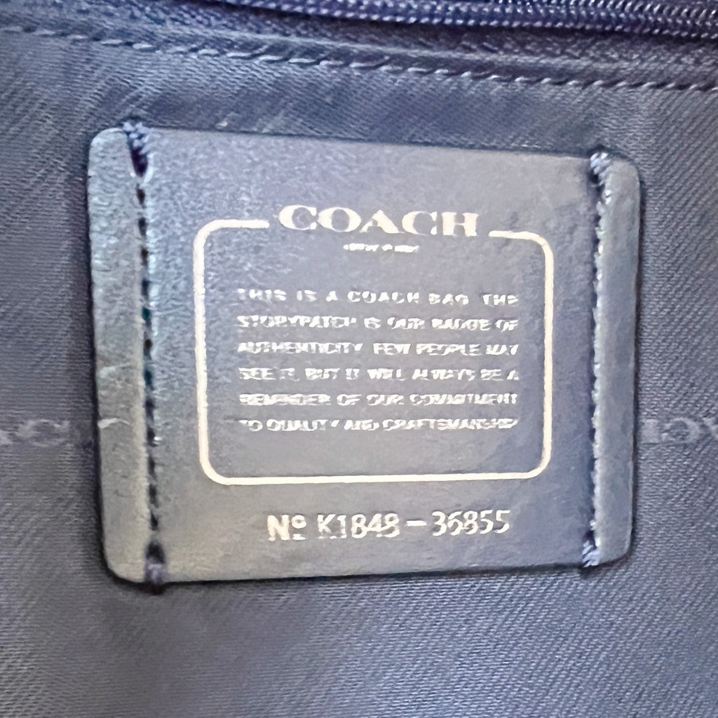 Coach Navy Leather Turn Lock Triple Compartment Shoulder Bag Excellent