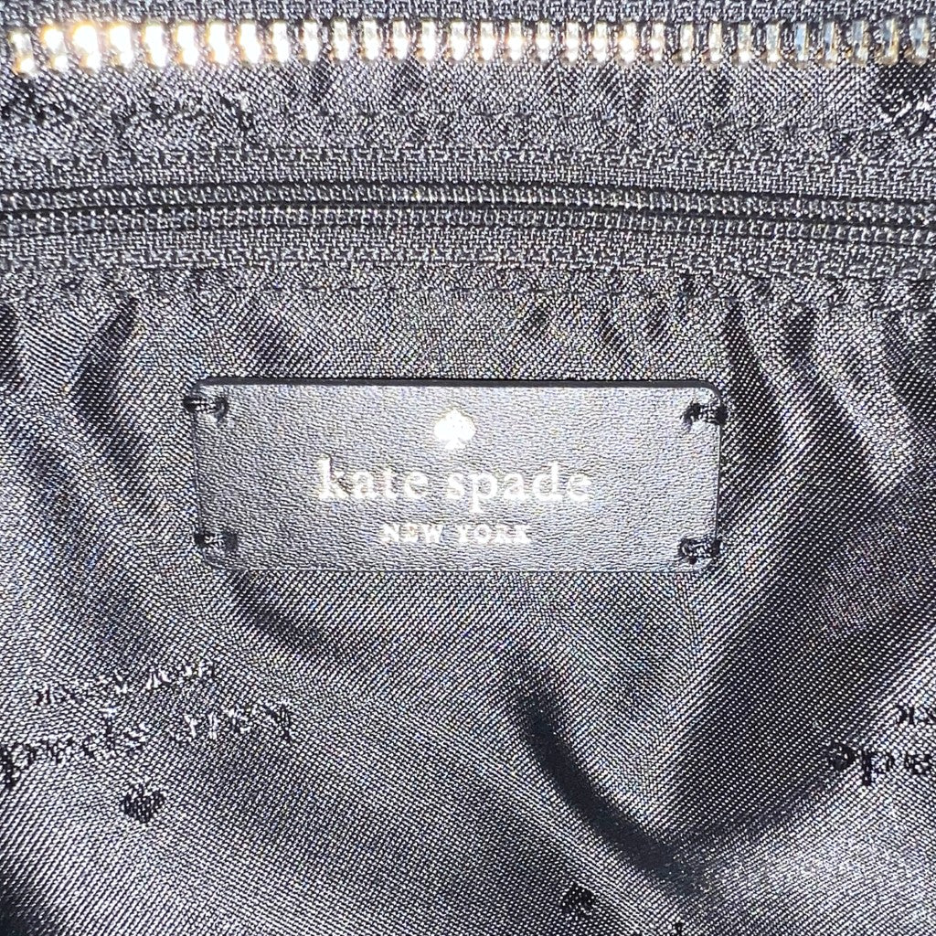 Kate Spade Black Patent Leather Woollen Edge Book Tote 2 Way Shoulder Bag Excellent