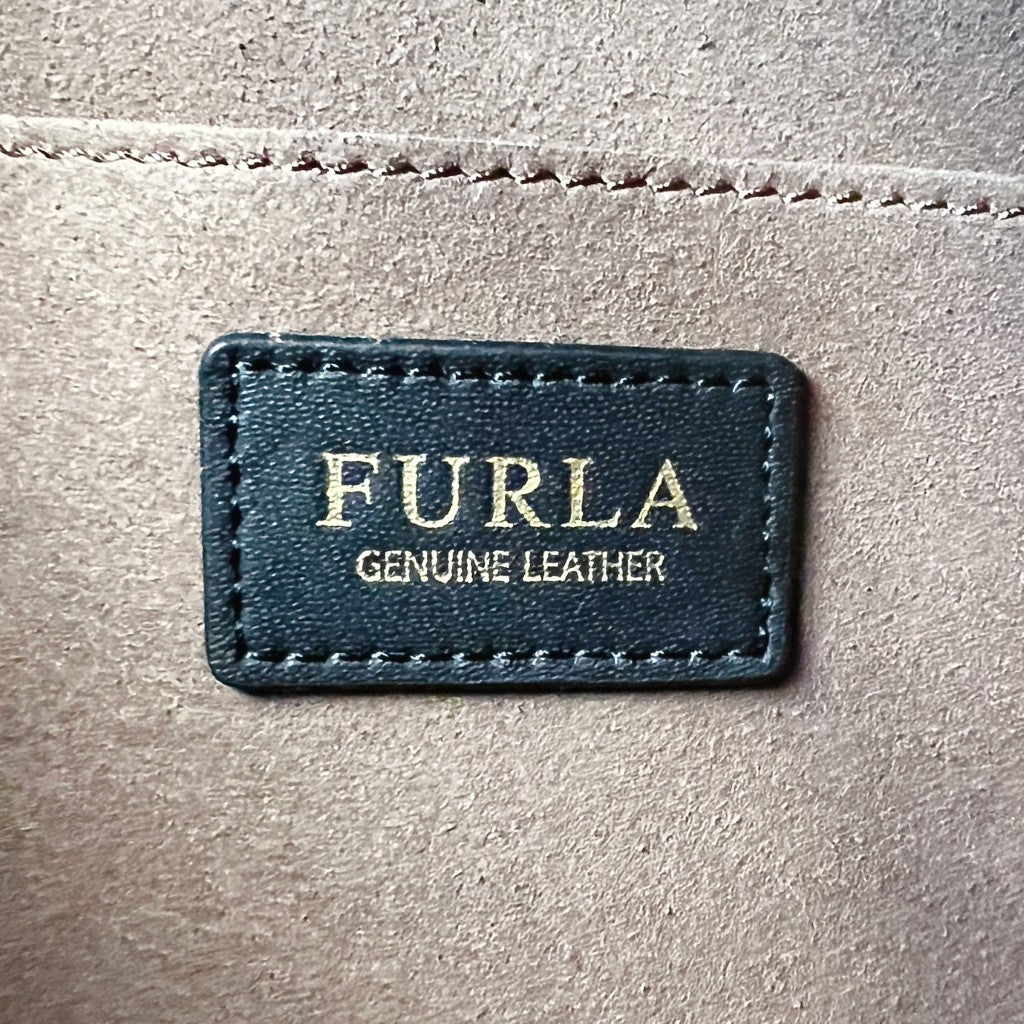 Furla Bronze Leather Bow Tie Carryall Shoulder Bag Like New