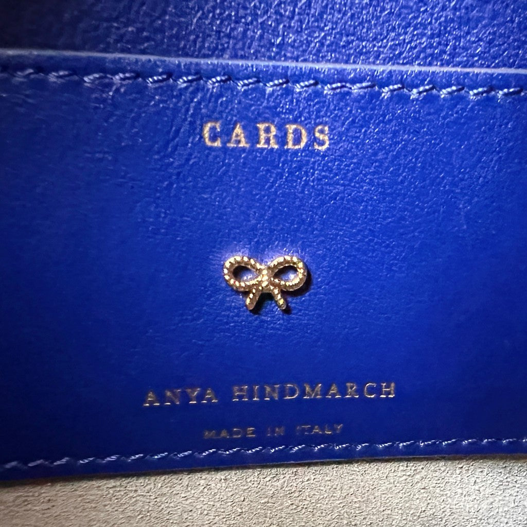Anya Hindmarch Blue Leather Signature Smily Face Crossbody Shoulder Bag Excellent