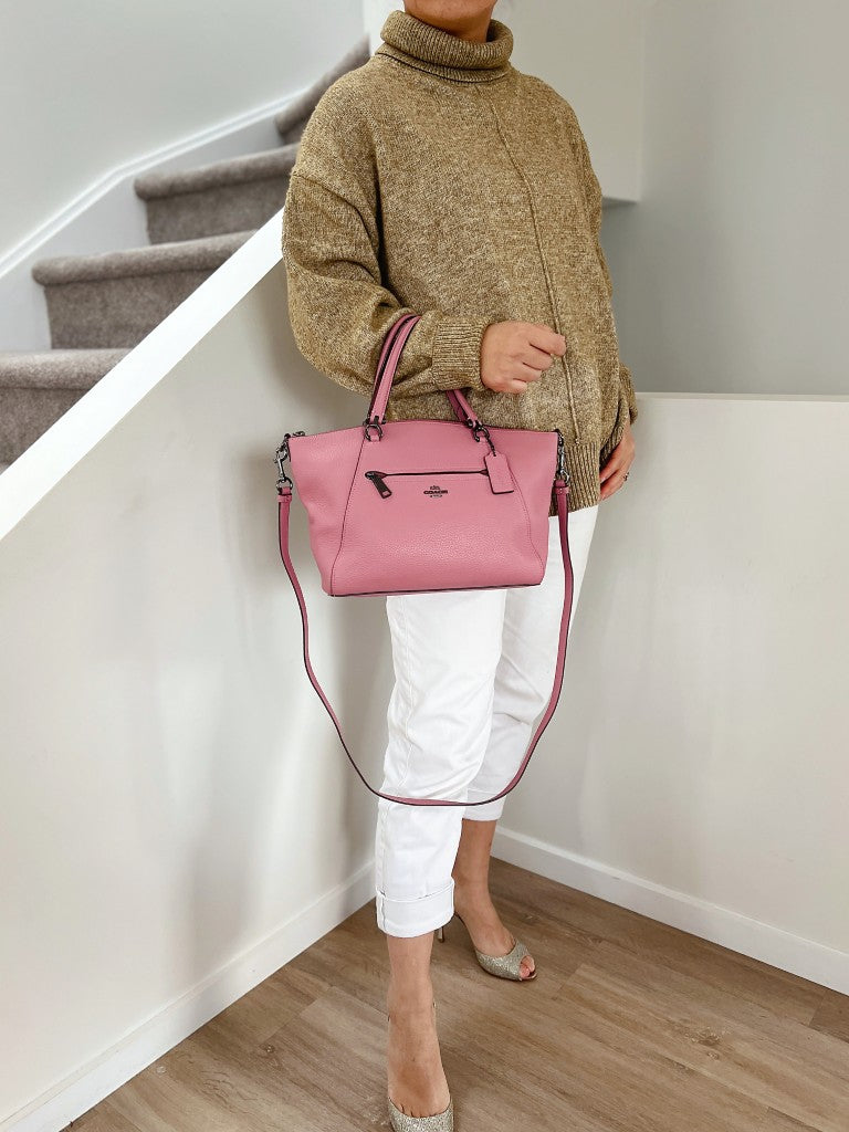Coach Pink Leather Front Detail 2 Way Shoulder Bag Like New