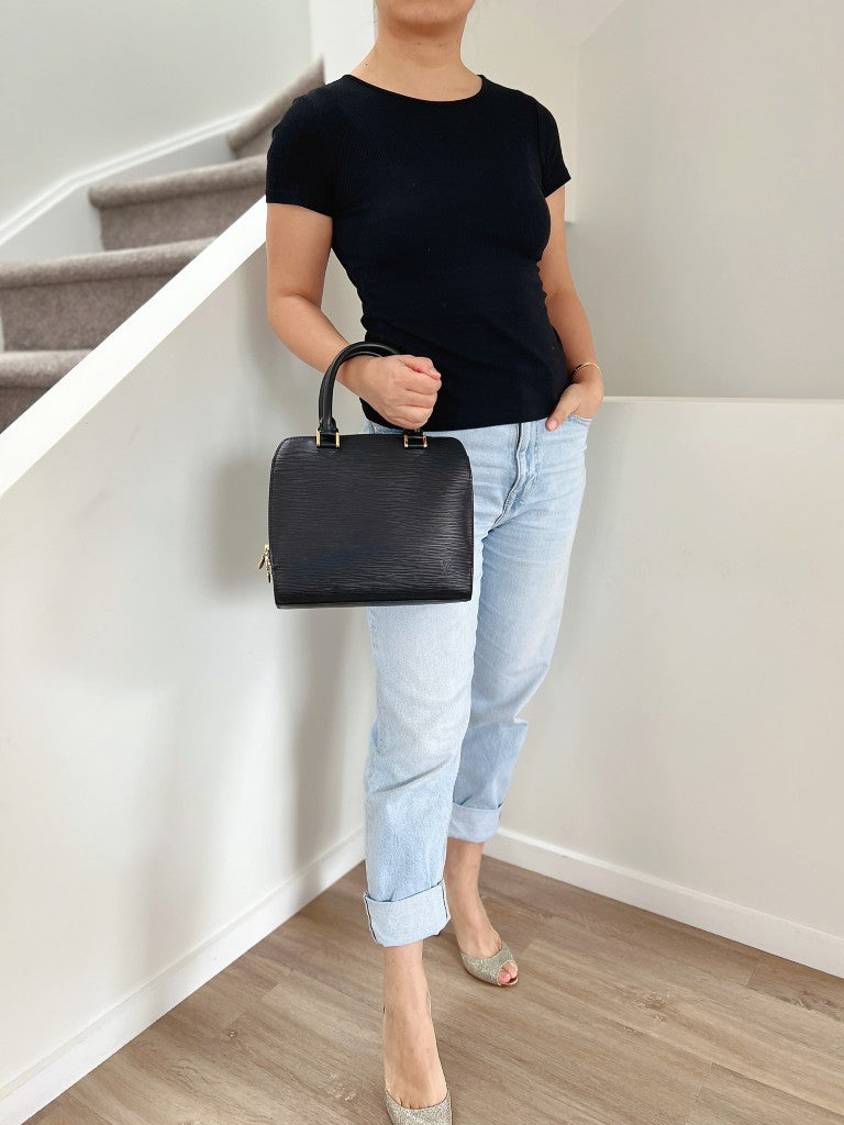 Louis Vuitton Black Epi Leather Pont Neuf Triple Compartment Tote Bag Excellent