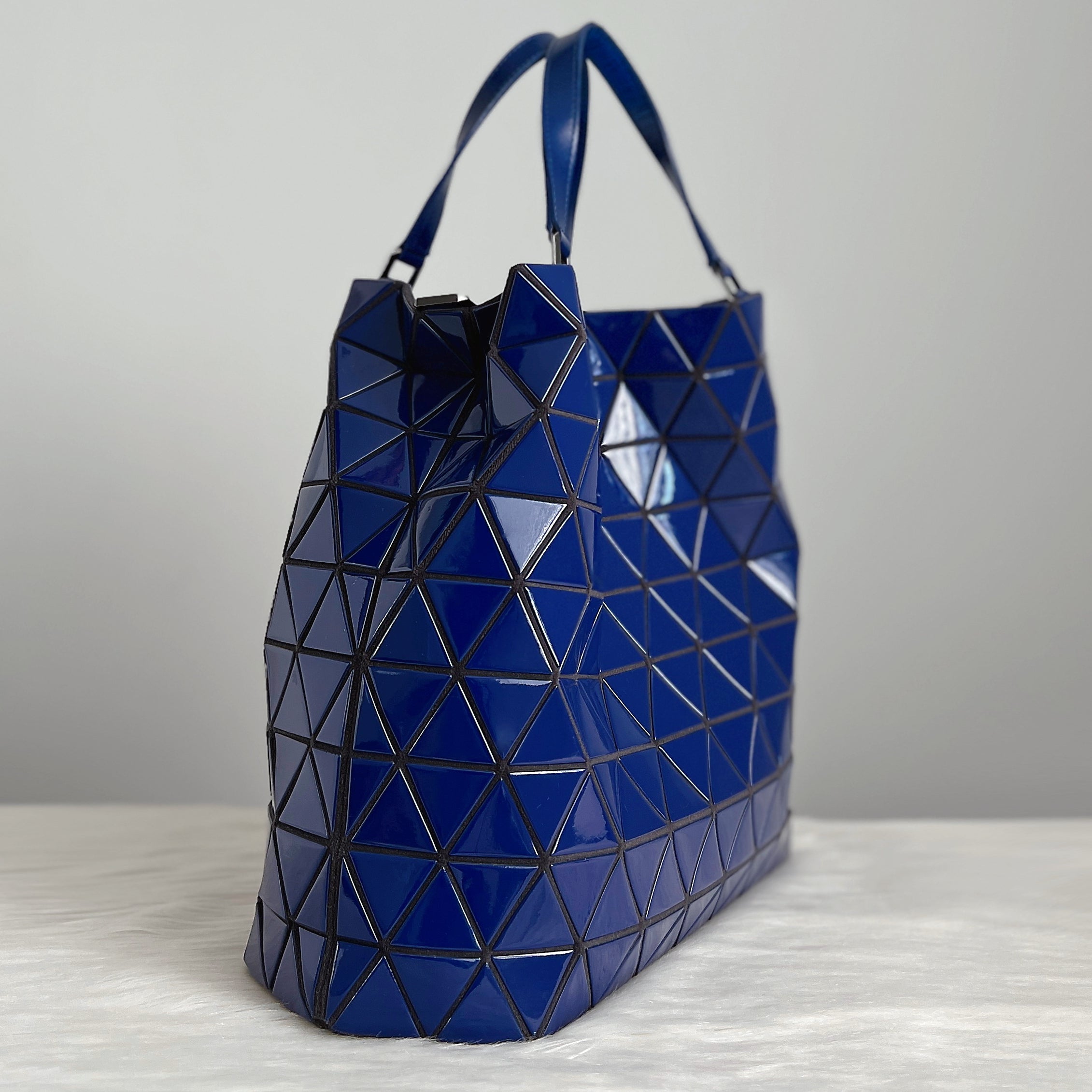 Issey Miyake Blue Block Geometric Panels 2 Way Shoulder Bag Excellent