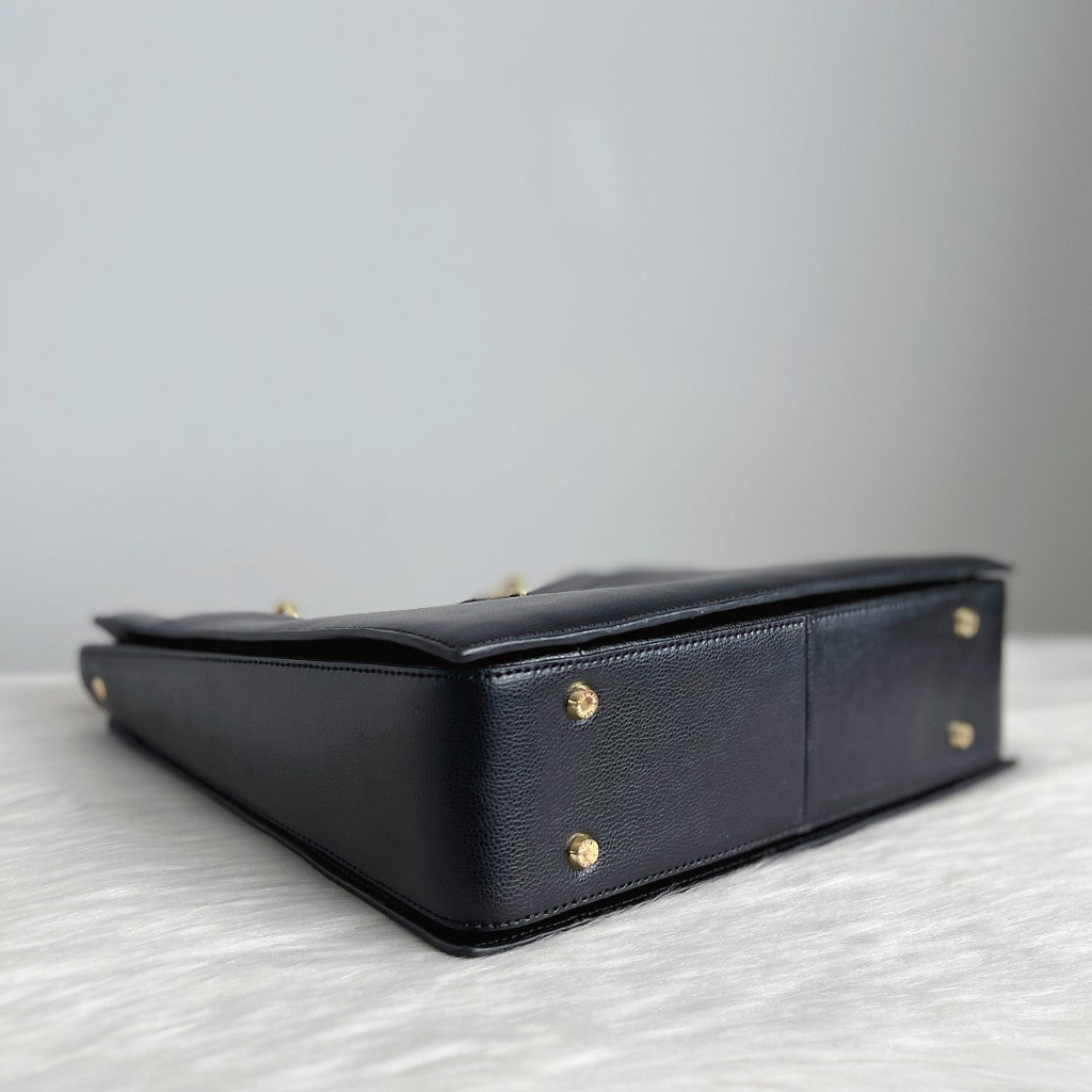 Ted Baker Black Leather Career Triple Compartment 2 Way Shoulder Bag Like New