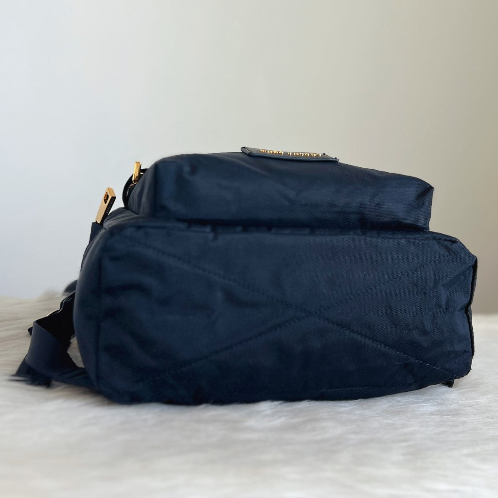 Marc Jacobs Black Double Compartment Front Logo Backpack