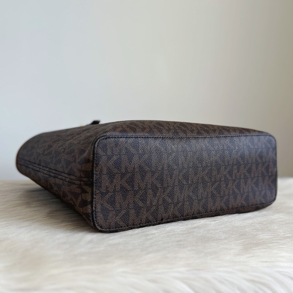 Michael Kors Caramel Leather Monogram Shoulder Bag Excellent
