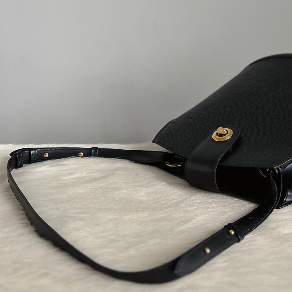 Louis Vuitton Black Epi Leather Cluny Shoulder Bag Excellent