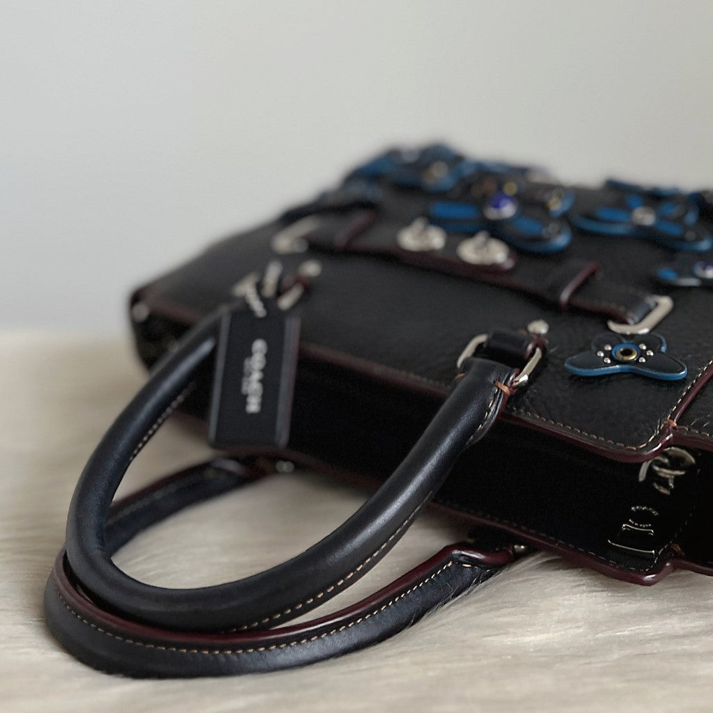 Coach Black Leather Butterfly Detail Turn Lock Mini 2 Way Shoulder Bag Like New