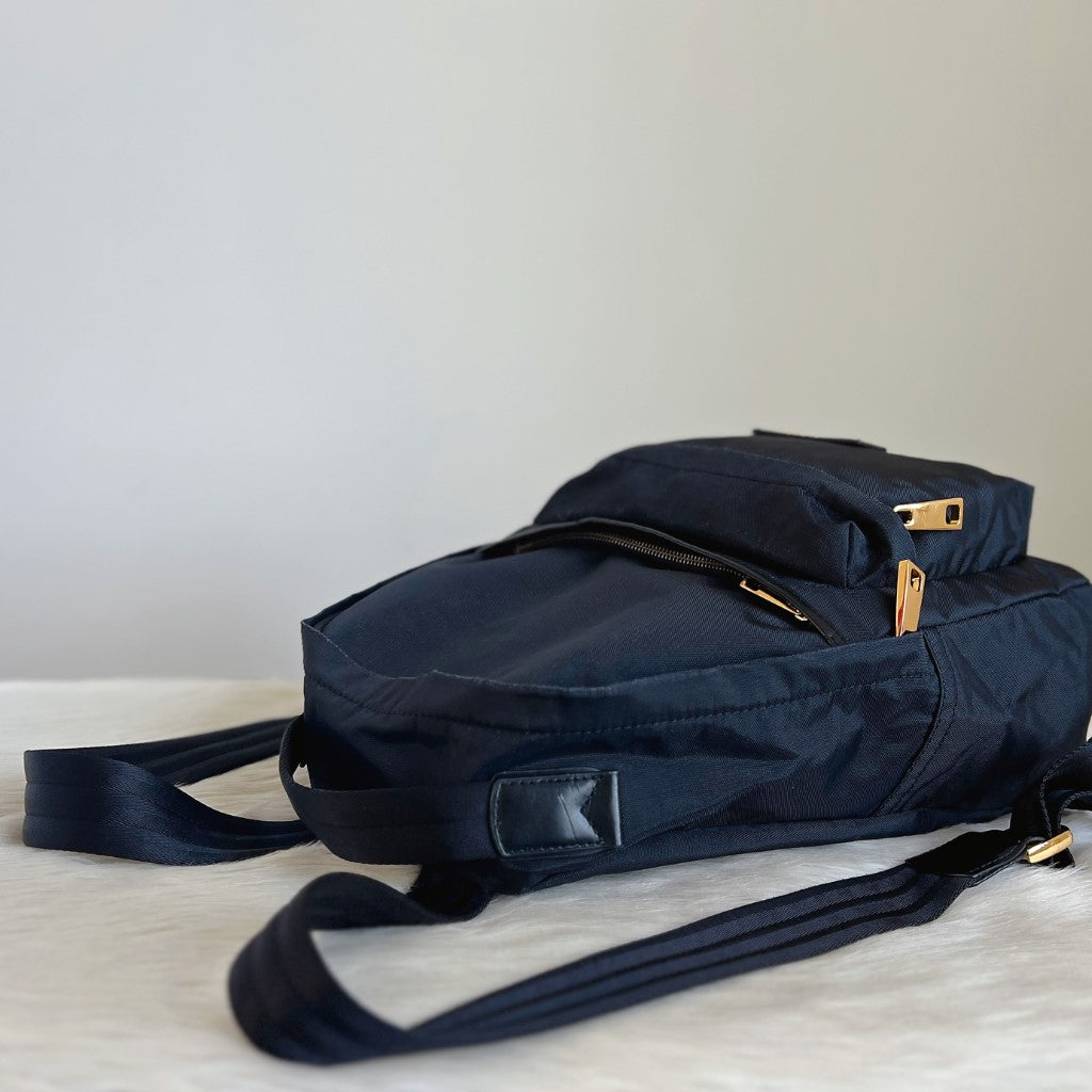 Marc Jacobs Black Double Compartment Front Logo Backpack