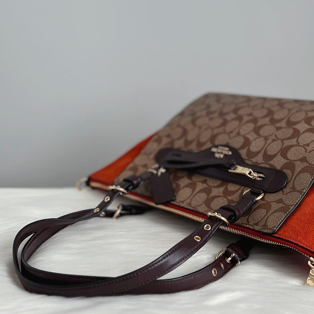 Coach Tri-Tone Monogram Patchwork Front Detail 2 Way Shoulder Bag Excellent
