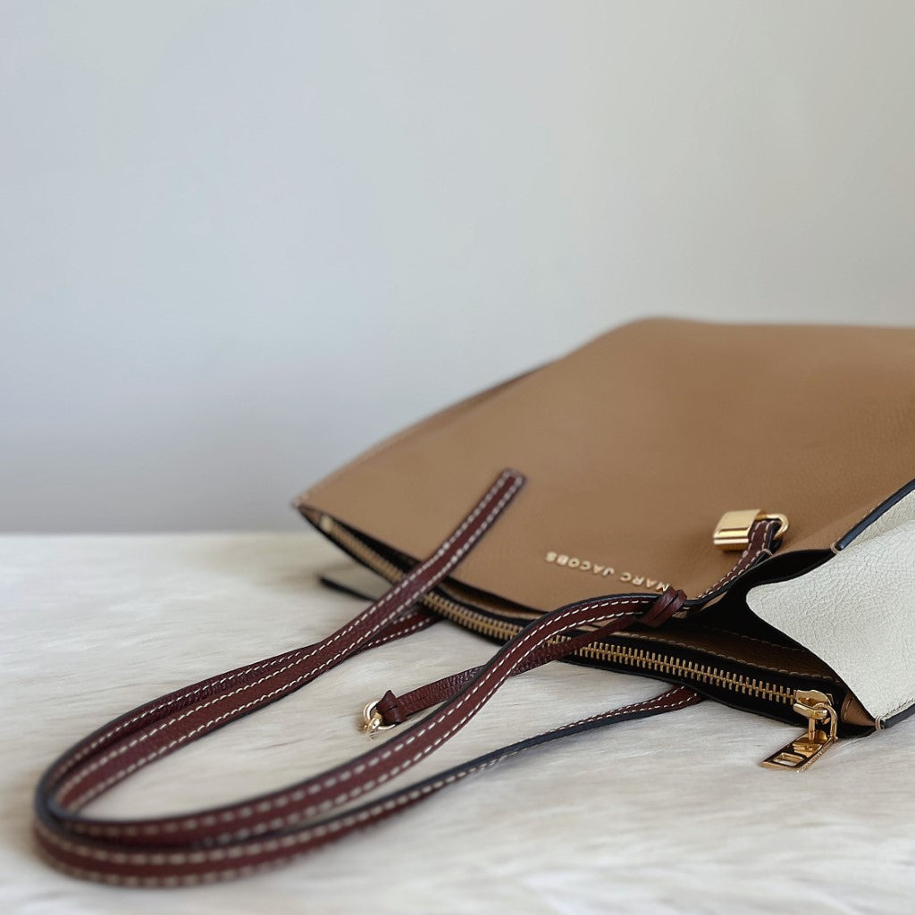 Marc Jacobs Tri-Tone Leather Triple Compartment Shoulder Bag Excellent