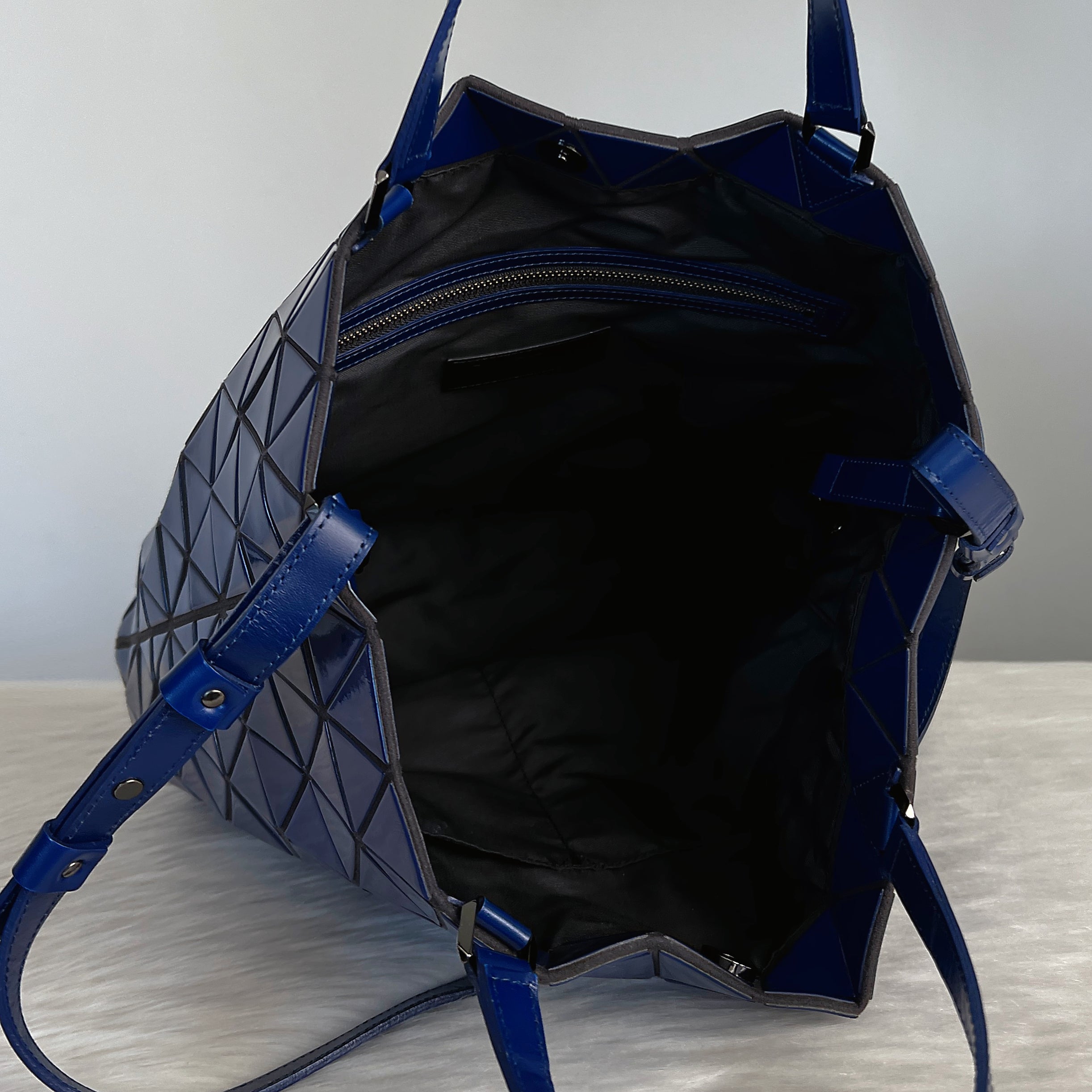 Issey Miyake Blue Block Geometric Panels 2 Way Shoulder Bag Excellent