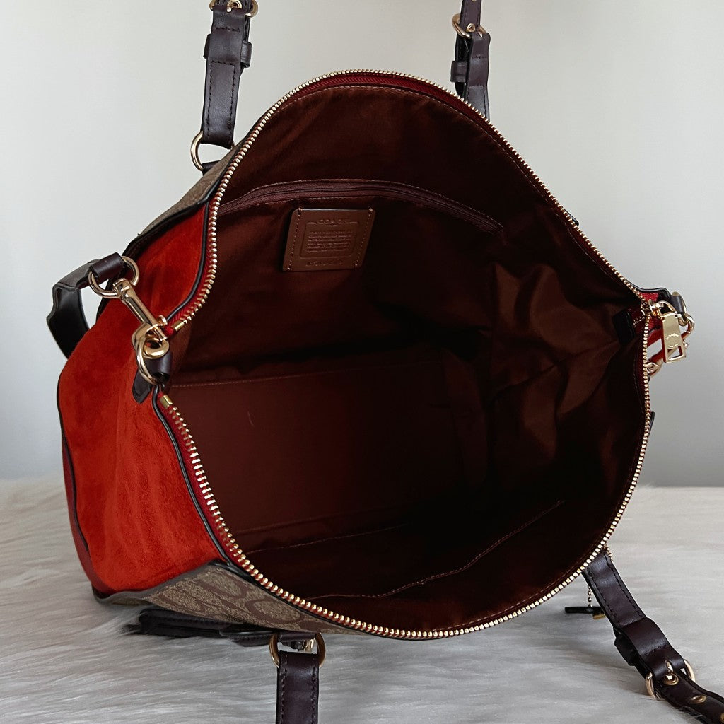 Coach Tri-Tone Monogram Patchwork Front Detail 2 Way Shoulder Bag Excellent