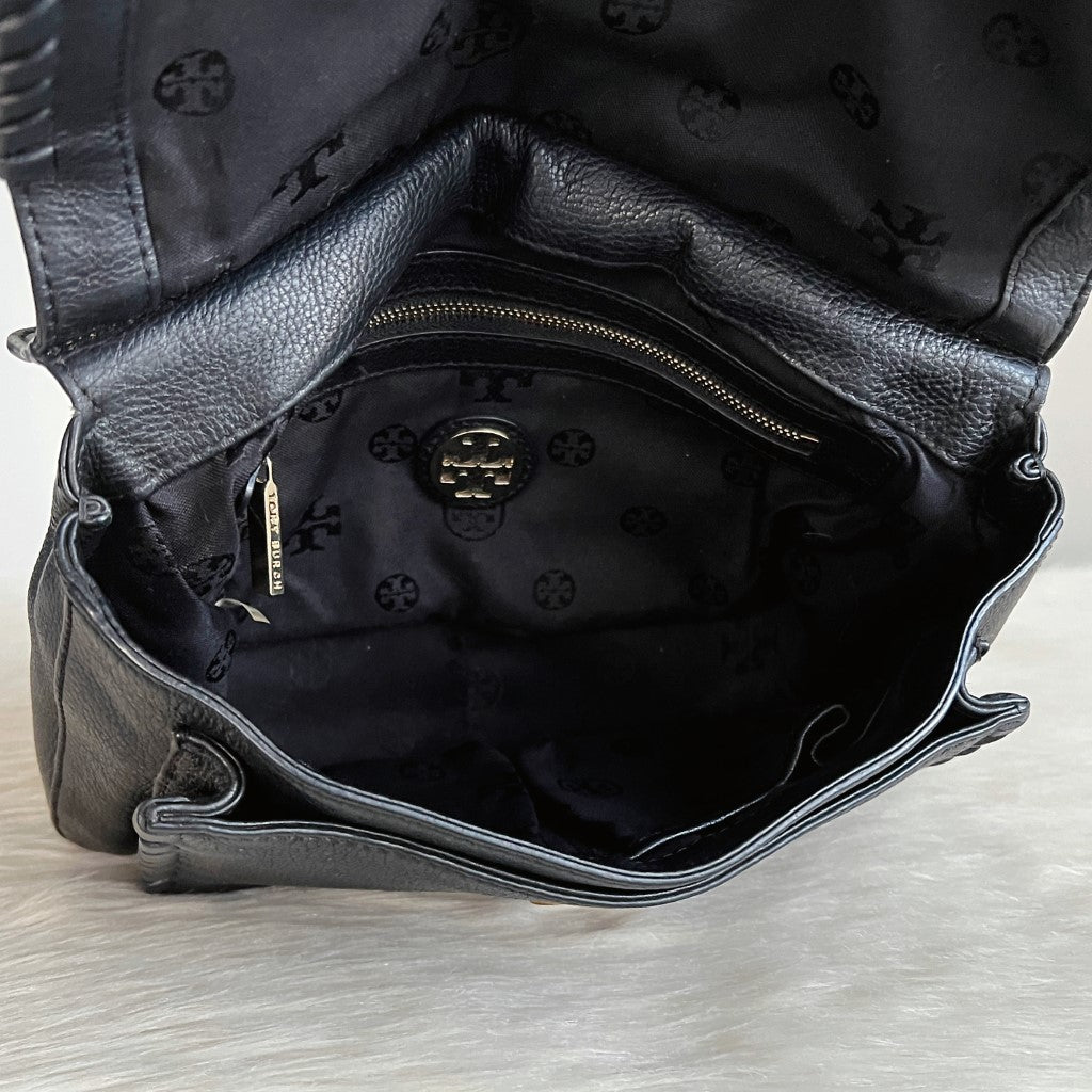 Tory Burch Black Leather Chain Detail 3 Way Shoulder Bag Like New